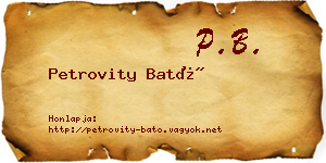 Petrovity Bató névjegykártya